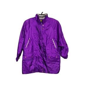 Womens Vintage Windbreaker Jacket 80s Size 14 16 Purple Komitor